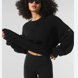 Alo domain Rib Knit Crew Sweater - Black size S